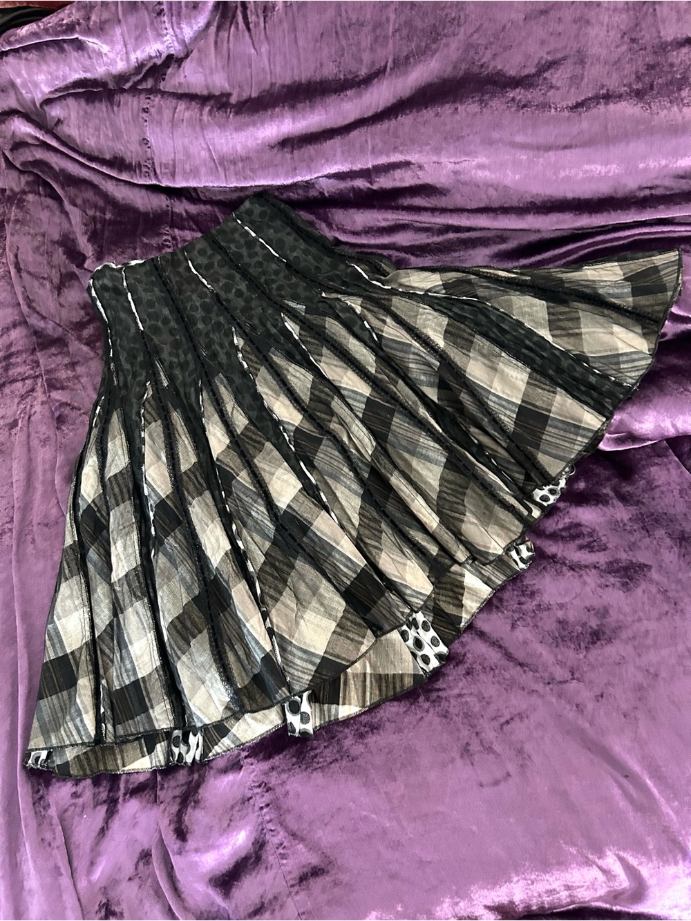 Hazel Black and White Plaid /Swing Pleated Circle Skirt - Picture 7 of 13